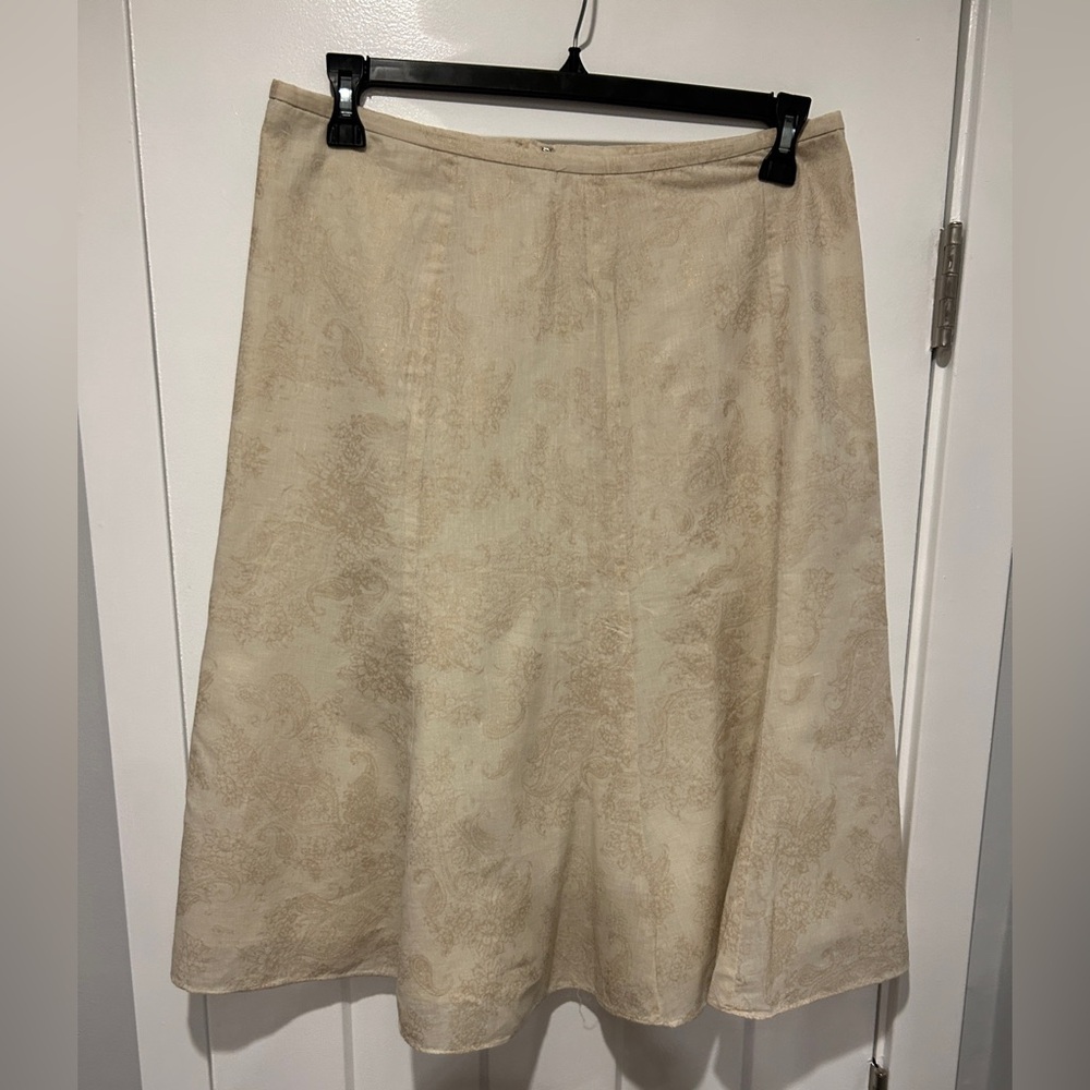 Jones Wear Cream Patterned A-Line Skirt